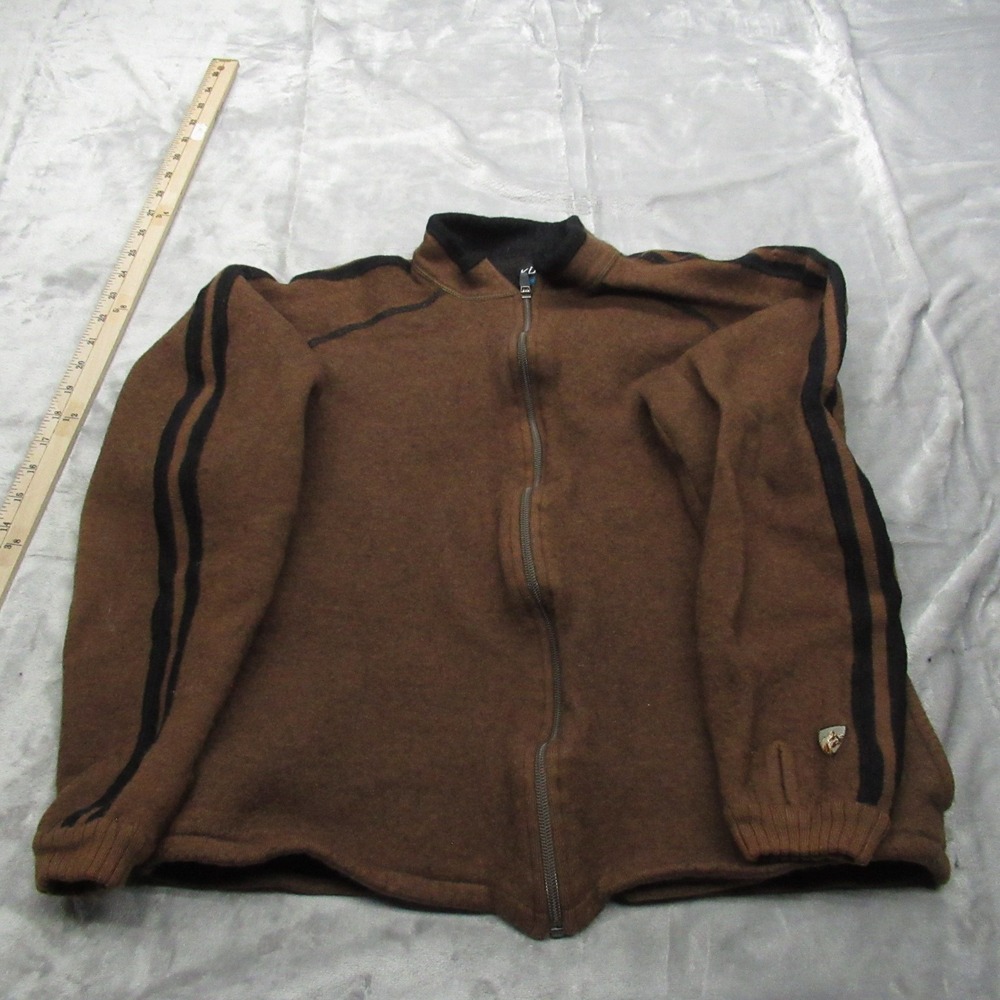 Kuhl Wool Jacket Womens? Large Brown Full Zip Fleece Sweatshirt Soft Warm Fall